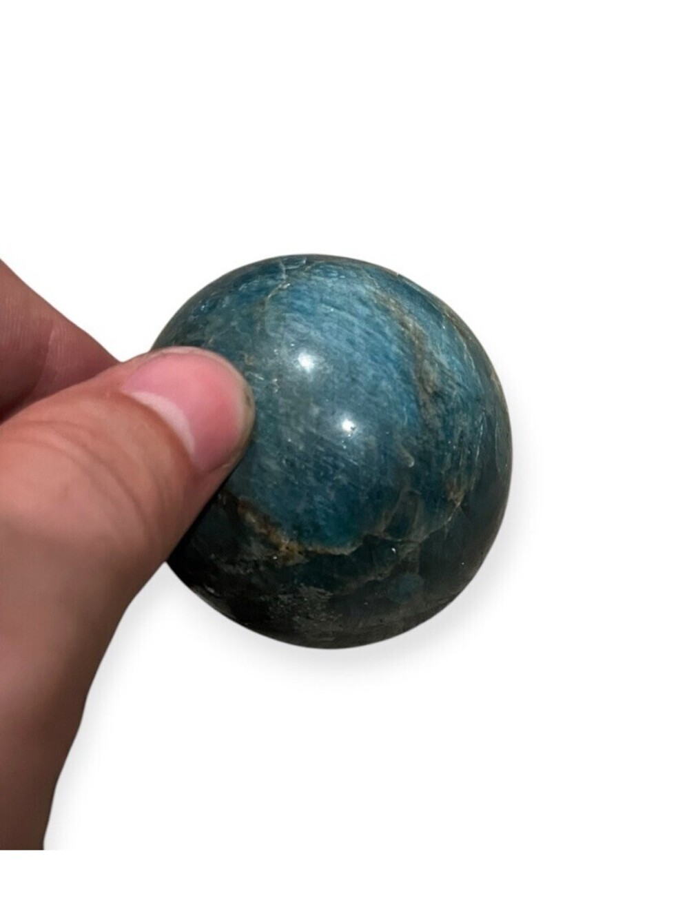 Blue Apatite Crystal Sphere Polished Stone Ball Mineral Specimen Decor